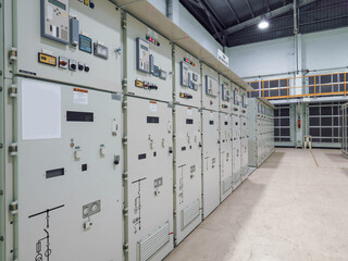Electrical switchgear or Industrial electrical switch panel at substation in industrial zone at power plant