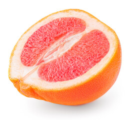 Grapefruit isolated  on white background, top view. Fresh Grapefruit half  close- up.