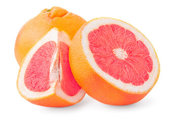 Naklejka na ściany i meble Grapefruit isolated on white background, top view. Fresh Grapefruits close- up.