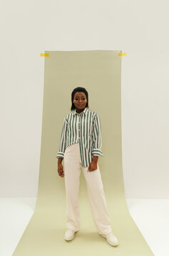 African fashion model posing in studio