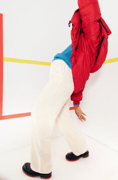 African american model bright  color fashion in studio 