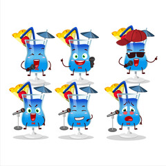 A Cute Cartoon design concept of blue hawaii singing a famous song