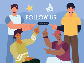 follow us click button