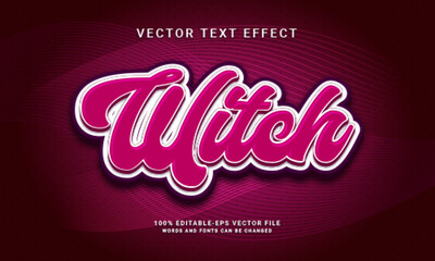 Witch editable text effect with purple color theme