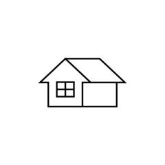 home, house icon  in flat black line style, isolated on white background 