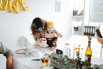 One year old birthday party with family