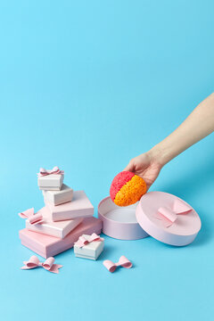Woman putting brain in present box