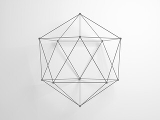 Regular icosahedron. Lattice wire-frame 3d shape