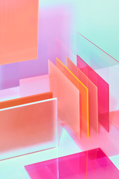 Sheets of colorful  clear glass