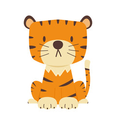 Tiger cartoon vector. Tiger character design on white background.