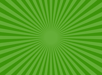 Sunlight wide background. Green color burst background. Vector illustration.