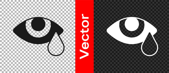 Black Tear cry eye icon isolated on transparent background. Vector