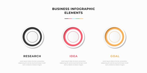 Presentation business infographic template with 3 options or steps. Modern infographic design template. Creative concept of five stages of business project