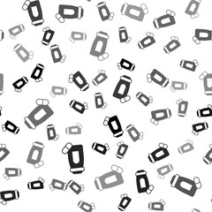 Black Sedative pills icon isolated seamless pattern on white background. Vector