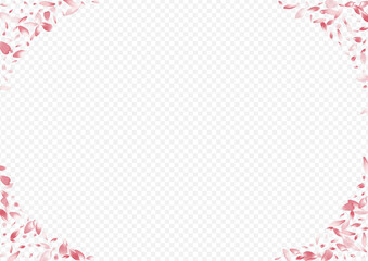 Fototapeta na wymiar Pink Floral Vector Transparent Background. Leaf