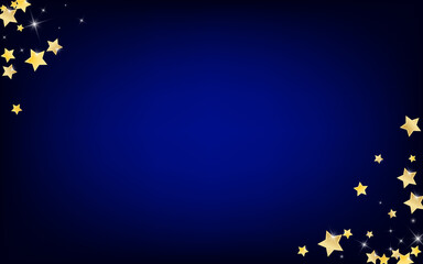 Yellow Galaxy Stars Vector Blue Background. Magic