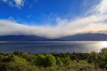 Fototapeta na wymiar Lake Te Anau, the biggest lake in the South Island of New Zealand