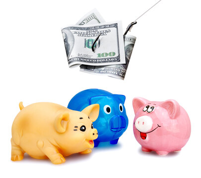 Dollars on a hook and three little pigs