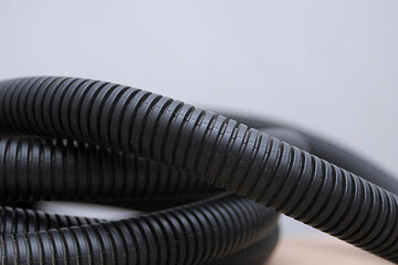 Black braided electrical wires