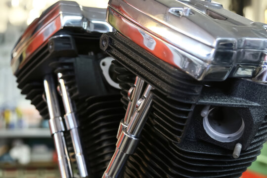 Close Up Of A Motorcycle Engine