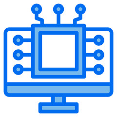 processor blue line icon