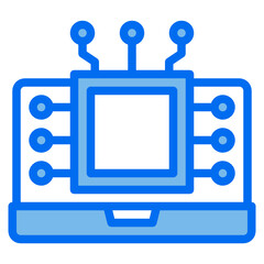 processor blue line icon