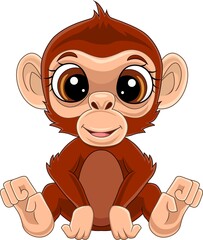 Cartoon cute baby monkey sitting © tigatelu