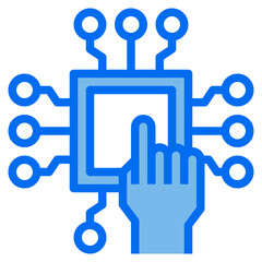 processor blue line icon