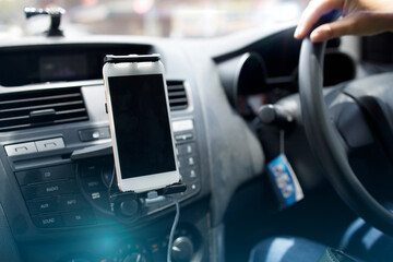 Smartphone in the car to use GPS or play music