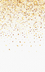 Fototapeta na wymiar Yellow Confetti Glamour Transparent Background.