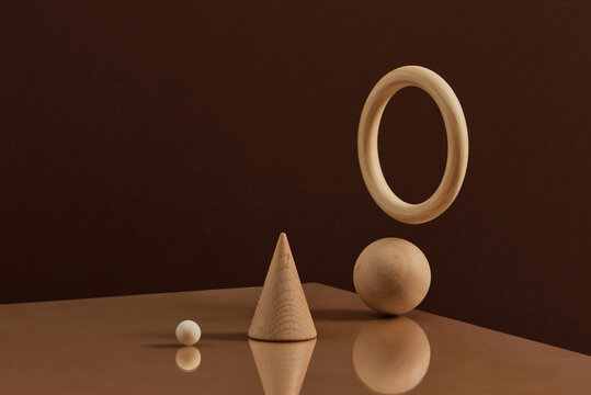 Balancing spheres in white monochrome color.