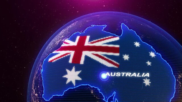 a world map of Australia, 3d rendering,	
