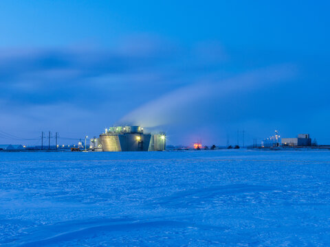 night view of cogeneration and potash