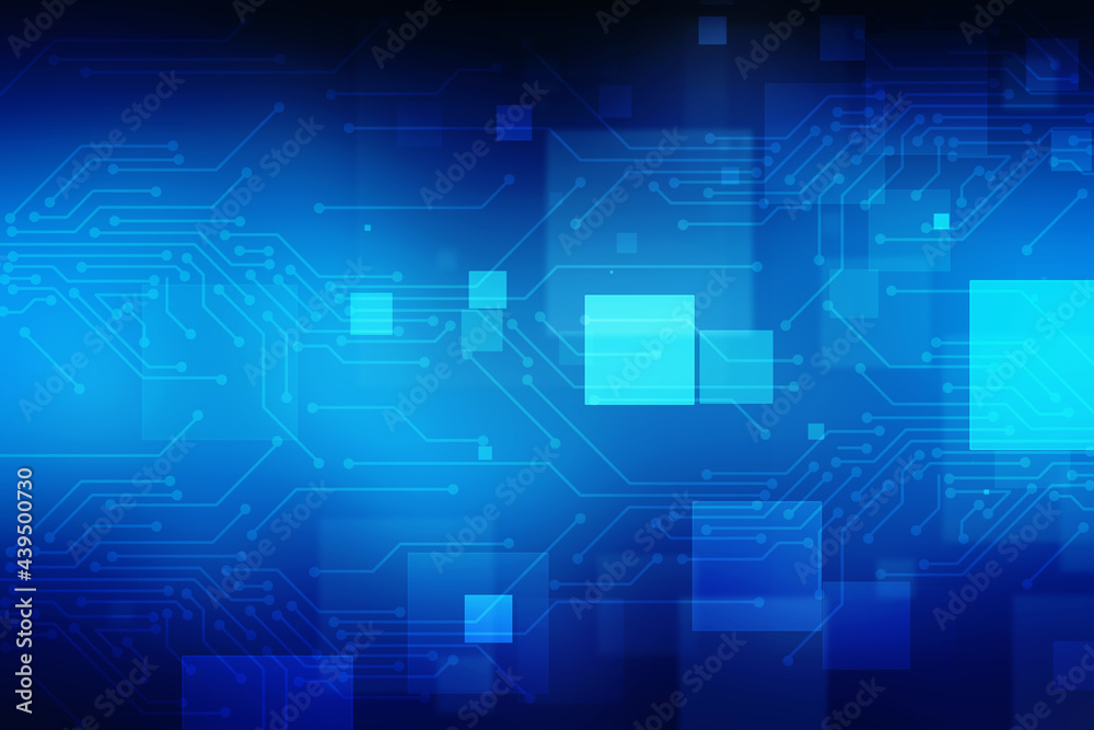 Poster circuit board technology tree pattern concept vector background. blue abstract sci-fi pcb trace data