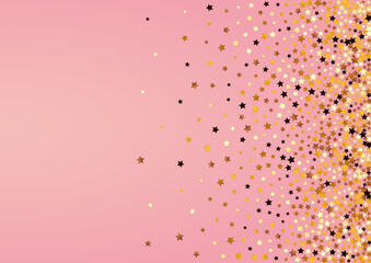 Gold Star Vector Pink Background. Sparkling