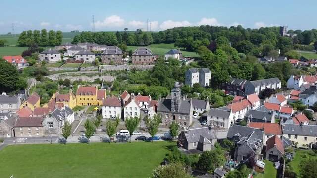 Scotland, Culross Village aerial view, Dunfermline, Fife. Historical place in a Scotland.