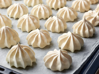 freshly baked meringue cookies