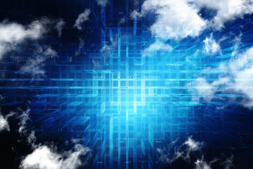 Cloud network in abstract technology background. Cloud networking concept