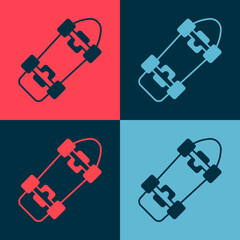 Naklejka premium Pop art Skateboard icon isolated on color background. Extreme sport. Sport equipment. Vector