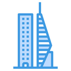 Skyscrapper blue line icon