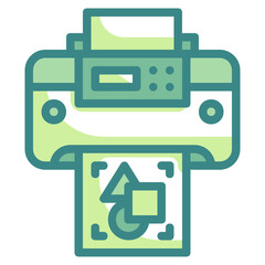 printer green twotone line icon