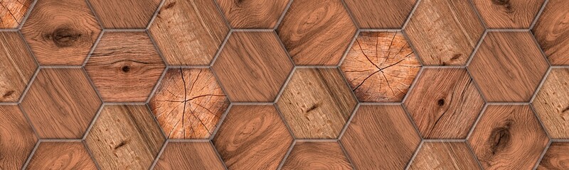 Hex tiles with different wood textures