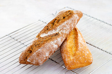 Hot bread fresh from the oven. Wheat bread
