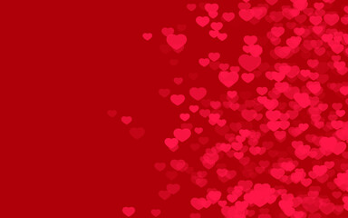 Valentine day red hearts with red background.