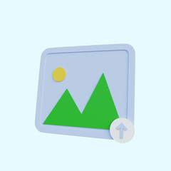 3d illustration simple icon galery with upload icon