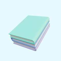 3d illustration stack of book