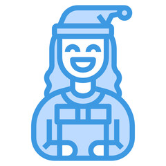 Girl blue line icon