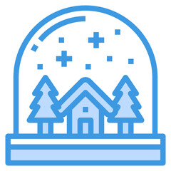 Snow Globe blue line icon