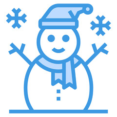 Snowman blue line icon