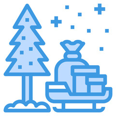 Xmas blue line icon